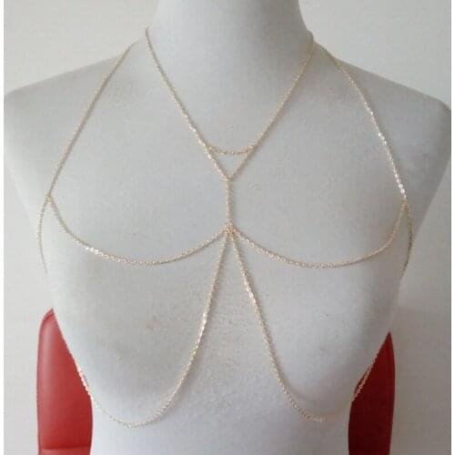 Fashion New Bra Slave Harness Body Chain Women Simple Choker Necklace Pendant Bikini Beach Body jewelry BY65