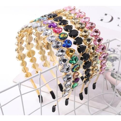 Dvacaman Fashion Colorful Rhinestone Glass Headband for Women Charm Shiny Crystal Hairbands Wedding Bridal Hair Accessories 2020