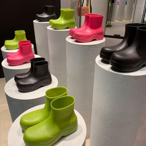 MONMOIRA Round Toe Brand Design Waterproof Rain Boots Women Chunky Heel Platform Rain Boots Women Ankle Boots Shoes Women