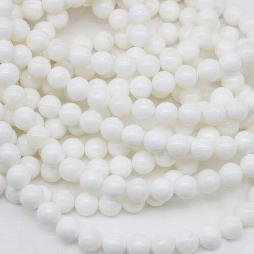 Natural Stone White Shell Semi-finished Products Onyx Agates Smooth Round Beads Jewelry Making DIY Bracelet 15" Strand 4-12mm
