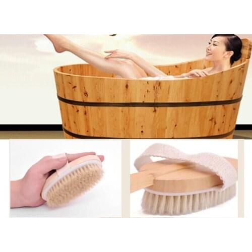 New Arrival Natural Long Wooden Bristle Body Brush Massager Bath Shower Back Spa Scrubber