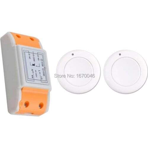 New AC 220 V 1CH Wireless Remote Control Switch System Receiver & 2*White wall Panel Sticky Remote