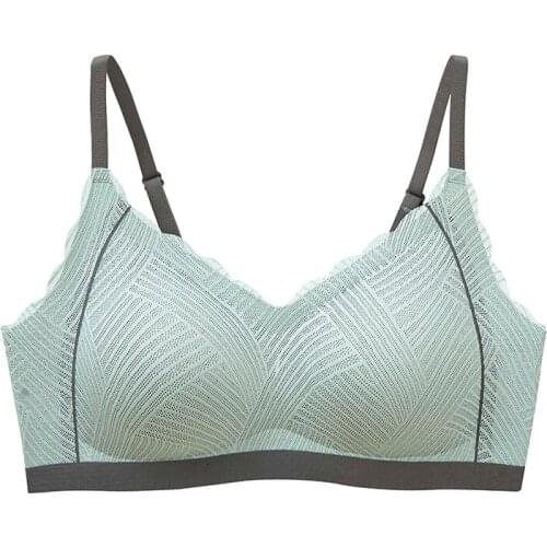 New product seamless fashion, simple contrast lace bra, comfortable latex no steel ring gather back buckle underwear women