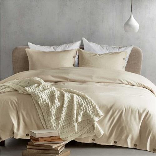 Lychee Solid Beddig Set with Button Stitching High Quality Duvet Cover Set 2-3pcs Home Textile Family Bed Sets