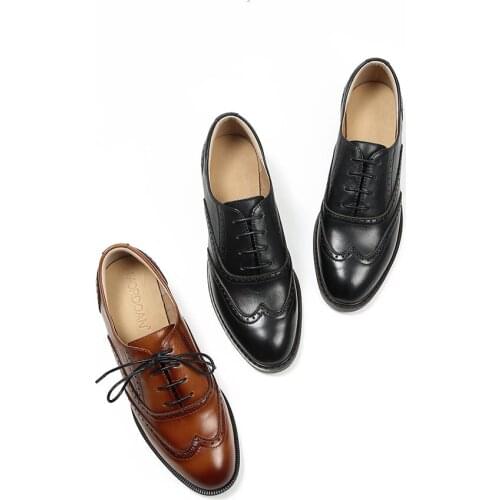 GUIDIBASIC 2021 Autumn British style womens shoes Genuine Leather Round Toe Retro Oxford Shoes Thick Heel Platform Shoes