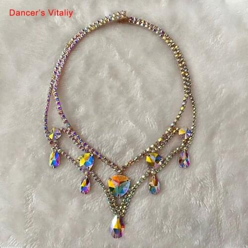 Belly Dance Necklace Rhinestone Chain Female Oriental Dancing High-End Diamond-Studded Stage Performance Accessories