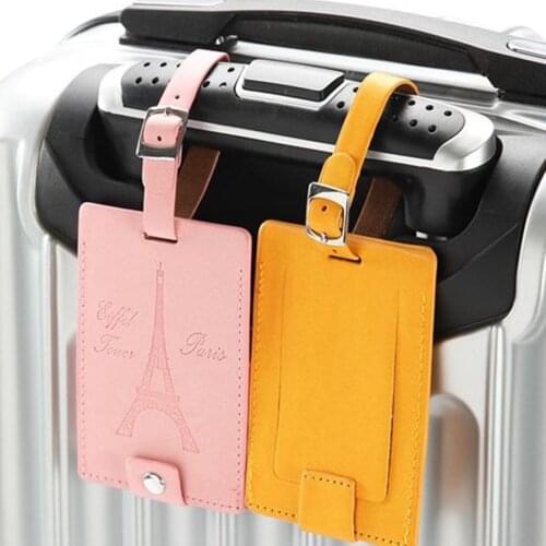 2 pcs/lot Couple Lover Eiffel Tower PU Leather Solid Luggage Tag Label Bag For Travel Accessories Name ID Address Tags LT07