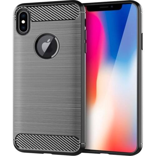 Rugged Carbon Fiber Full Body Protection Cover For iPhone X Slim and Flexible Shockproof TPU Rubber Anti-Slip Grip Case
