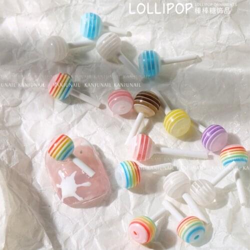 12*7mm Cute-Lollipop Charms Rainbow,Sweet Bonbon Candy Manicure Charms,3D Nail Decorations Colorful Charms Gems*20PCS/BAG