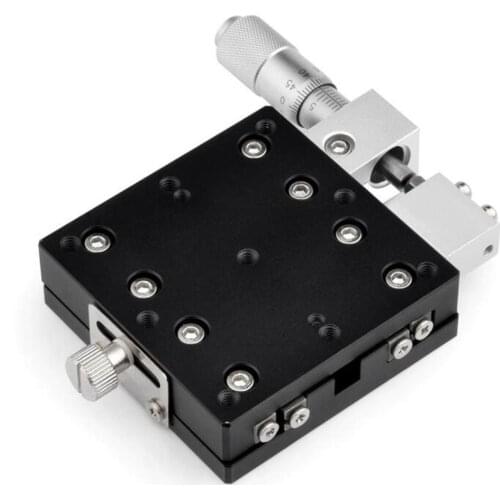 X-axis 90X90mm Right Adjustable Manual Linear Stage Cross Roller Bearing For Automation Printing Photology Equipment