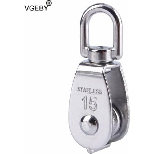 Stainless Steel M15 Pulley Steel Wire Pulley Single Wheel Swivel Lifting Rope Pulley Block For Wire Rope Durable Gravity Skating