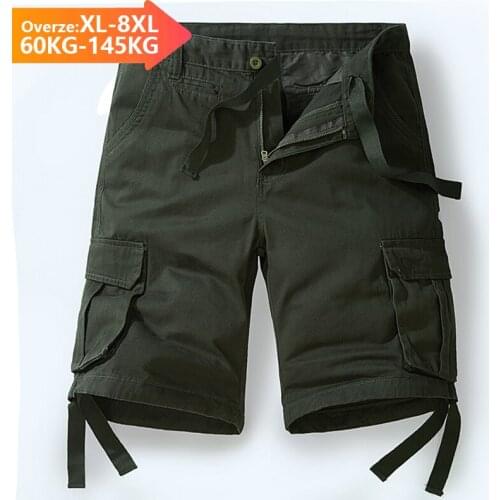 Brand Summer Casual Shorts Men Green Loose Pants Mens Military Tactical Cargo Shorts Fashion 98%Cotton Short Large Size XL-8XL
