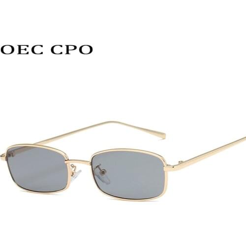 Fashion Rectangle Women‘s Sunglasses Alloy Small Frame Clear Square Mens Sun Glasses Women Vintage Shades Red Yellow lens UV400