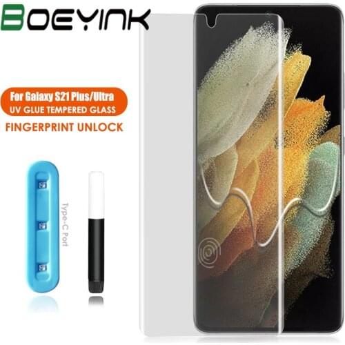 UV Glass For Samsung S8 S9 S10 S20 FE S21 Note 10 20 Plus Screen Protector For Galaxy S21 Ultra Full Glue Tempered Glass Film