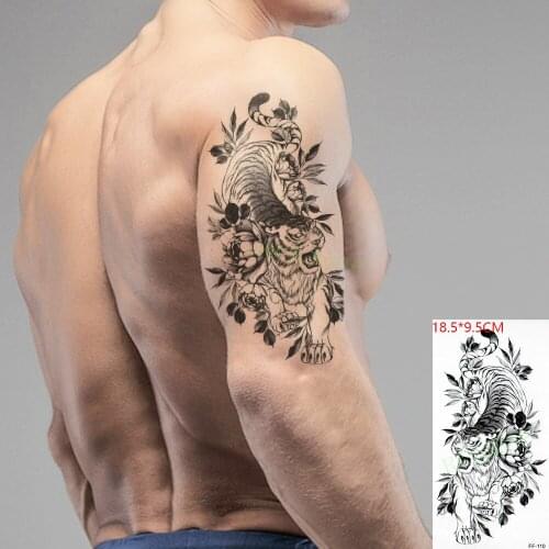 Waterproof Temporary Tattoo Sticker Ferocious tiger grass mighty flash tatoo fake Tatto Arm Back leg foot body art for Women Men