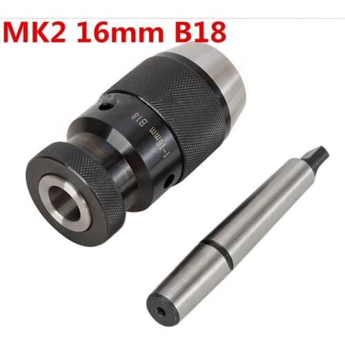 1-16mm Heavy Duty Drill Press Chuck MK2-16MM-B18 Keyless Drill Chuck with Shank for Milling Machine, High-Precision, 45# Steel