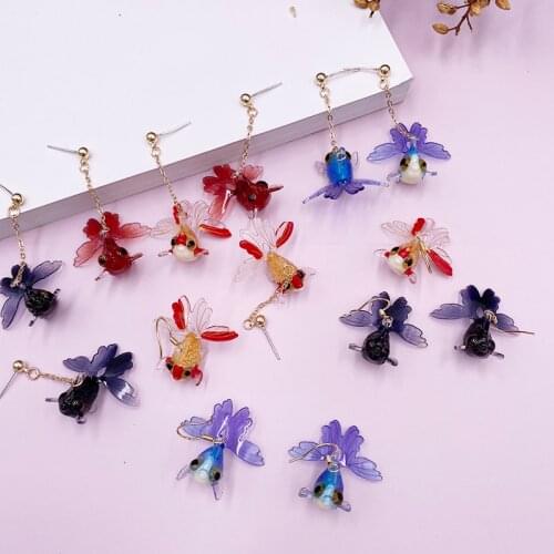 Fairy Tale Transparent Resin Goldfish Drop Earrings for Women with Gift Box Arcylic Animal Koi Dangle Earrings Statement Jewelry