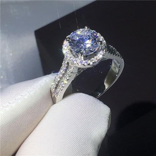 Solitaire Crown ring Engagement Wedding Band Rings for women AAAAA zircon cz White Gold Filled 925 Silver Bridal Finger Jewelry