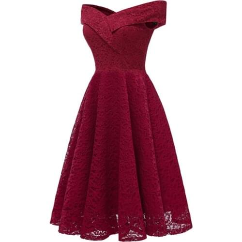 Sexy Dress With Open Shoulders 2021 Lace Short Formal Party Gown Knee Length A-line V-Neck Sleeveless Robe Ladies Dresses