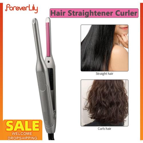 2 in 1 Hair Curler For Short Middle Hair Professional Flat Iron Hair Straightener Curling Ceramic Iron Hair Styling Tool Machine