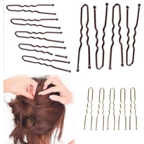 20PCS 5cm U Shape Hair Clips Bobby Pins For Women Girls Bride Hair Styling Accessories Black Gold Brown Hairpins Metal Barrettes