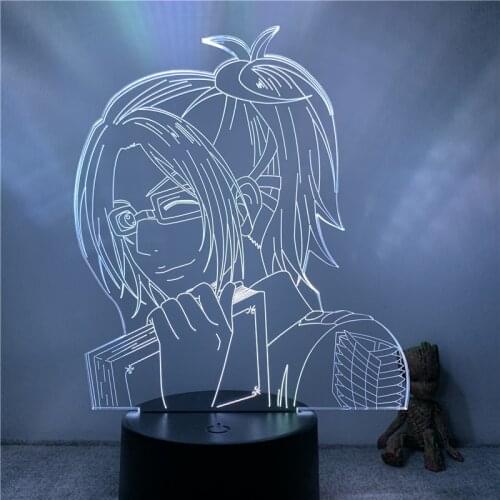 3D Nightlight Anime Attack on Titan Hange Zoe Smiling Action Figure 7 Colors Touch Optical Illusion Lamp Gift Decor Model
