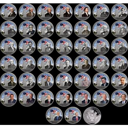 44pcs US Presidents Silver Plated Coin Sets Gift Coin Collection Home Decorative Quality Business Souvenir Gifts