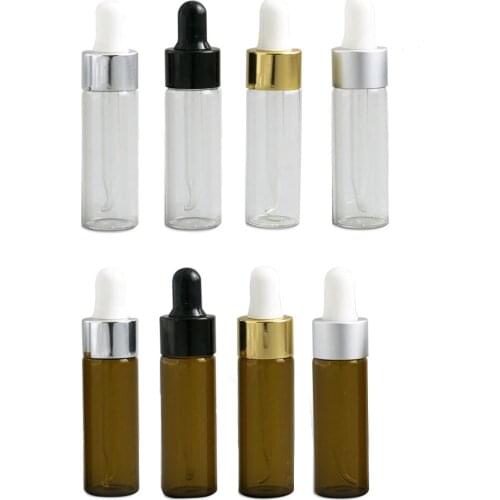 500pcs Emptpy 10ml 15ml Glass Essential Oil Dropper Bottle 1/3oz Drop Liquid Pipette jars 1/2oz Amber Travel Cosmetic Bottle