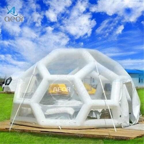 Aeor Free Shipping Starry Night Transparent Inflatable Football Dome Bubble Tent for Outdoor Camping