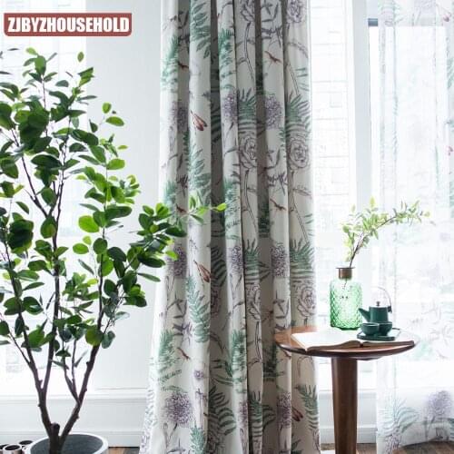American Tropical Curtains for Living Dining Room Bedroom Green Blue Leaves Tulle Cortinas Sheer Curtain Window Treatments