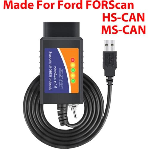 Automobile ELM327 USB OBD2 OBDII Code Reader Scan Tools for Ford HS-CAN/MS-CAN Switch Forscan ELM 327 OBD 2 Car Diagnostic Tool