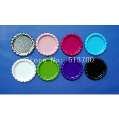 Free Shipping Both Side Colored Flattened bottle caps Crown Dome Cap Metal Beer Bottlecap For Crafts and Jewelry 12 Colors