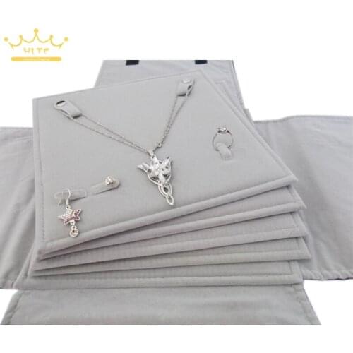 Diamond Wedding Jewelry Storage Case Black Velvet 5 layers Fine Jewelry Travel Roll Bag for Exhibitor Jewelry Casket