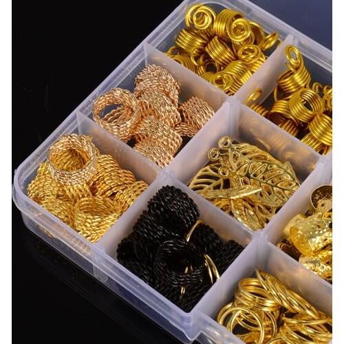 200Pcs Hair Coil Dreadlocks Hair Braid Rings Dreadlocks Hair Braid Cuffs Beads DIY Hair Accessories Jewelry Pendants Bead Cuff