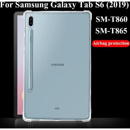 Tablet case for Samsung Galaxy Tab S6 2019 10.5 Silicone soft shell TPU Airbag cover Transparent protection bag for SM-T860/T865