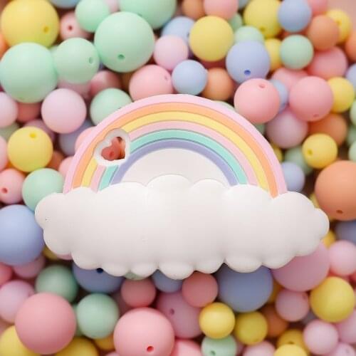 Baby Silicone Teether Rainbow Cute Toys Food Grade Teetheng Newborn Chewable Nursing Teether Sucking Babies Toy
