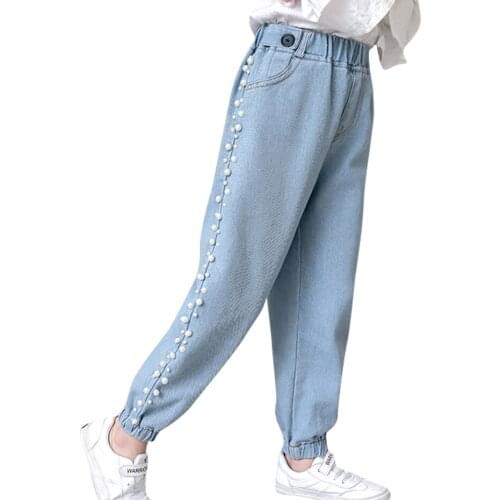 Jeans For Girl Pearls Childrens Jeans For Girls Spring Autumn Jeans For Children Casual Style Clothes For Girls