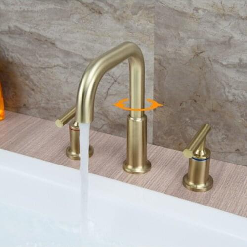Guangdong source factory can be customized copper fission lavatory all three Kong Shuang put lavabo bathroom ark faucet