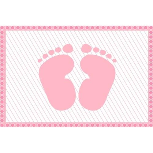 Little Footprint Baby Shower Backdrop Girl Cute Pink Dessert Cake Table Background Photography Prop Scene Setter Wall Decoration