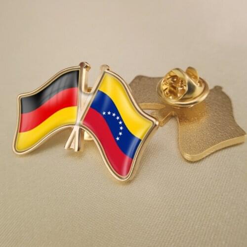 Germany and Venezuela Crossed Double Friendship Flags Lapel Pins Brooch Badges