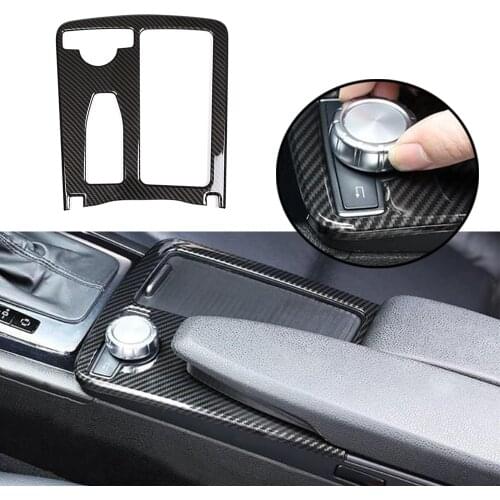 JEAZEA ABS Carbon fiber Car Cup Holder Armrest Box Cover Frame Trim Sticker For Mercedes-Benz C Class W204 2008-2011 2012 2013