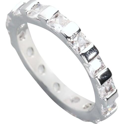 Radient White Stone 3*3mm Semi-precious Stone Silver Cool For Women Ring Q1552