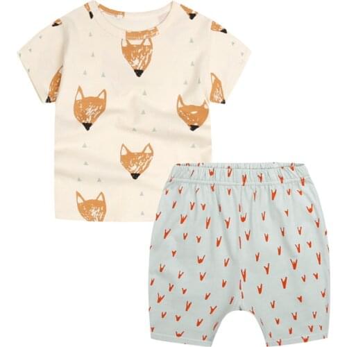Baby fox clothes for boy Kids Clothing Sets Short sleeve cotton T-Shirt + shorts Summer Sports Suit Kids Clothes Outfits Sets