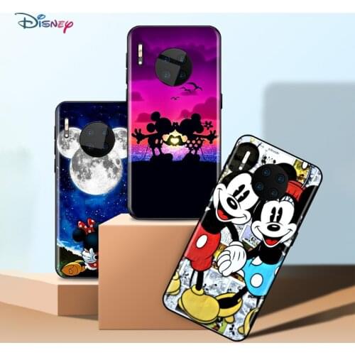 Disney Cartoon Animation Minnie Mickey Mouse For Huawei Mate 40 RS Porsche Design 30 20 X 10 Lite Pro Plus Soft Black Phone Case