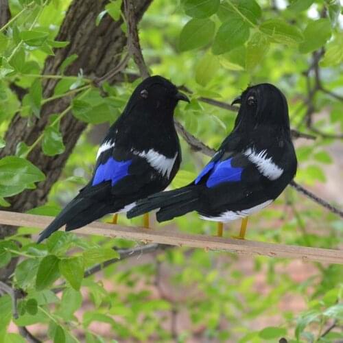 A pair cute simulaiton turnd magpie toys polyethylene & furs lover magpies dolls gift about 16cm 1590