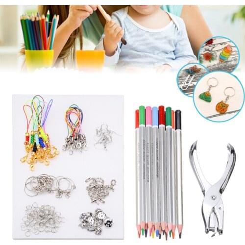 Plastic Heat Shrink Sheets Assorted Embossing Tool Kit For Making Keychains Jewelries Buttons Gift Tags DIY Craft