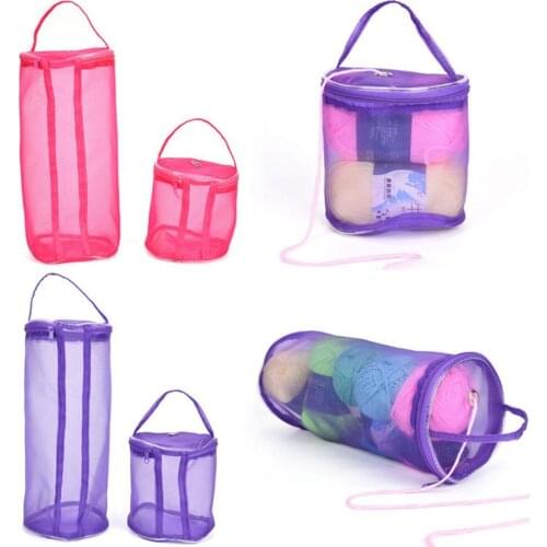 Portable Wire Mesh Weaving Round Bags Box Small Wool Storage Bag Yarn Crochet Storage Organizer Knitting Baskets Lightweight