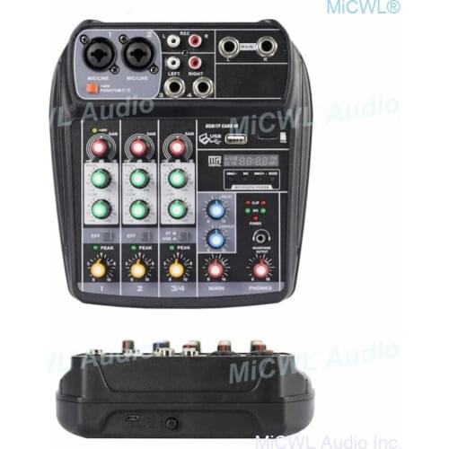 QX4 Computer USB Audio Microphones Sound Console Mixer with USB 48V Phantom Power Can Connect PC Laptop For Live Stage Studio