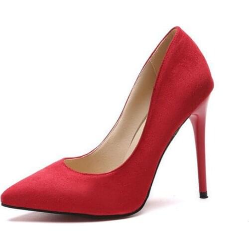 Plus Size 35-44 Women Classic Pumps Extreme High Heels 12cm Sexy Stilettos Ladies Pointed Toe Shoes Nude Red Blue Black Heels