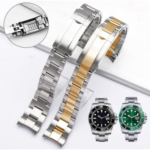 Watch Band For Rolex SUBMARINER DAYTONA Fine-Tuning Pull Button Clasp Strap Men Stainless Steel Watch Bracelet Watch Accessories